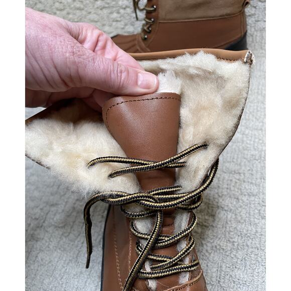 Cloud Nine Chestnut Brown Sheepskin Tundra Boots Womens 8 NIB NEW Box Lace UP - Picture 10 of 16